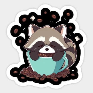 raccoon coffee Sticker